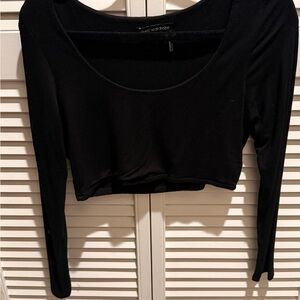 Naked Wardrobe Black Cropped Long Sleeve Top XL